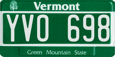 VT license plate YVO698