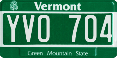 VT license plate YVO704