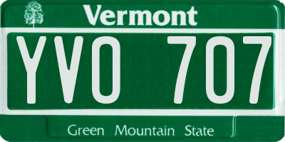 VT license plate YVO707