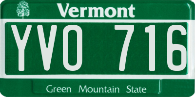 VT license plate YVO716