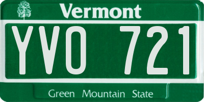 VT license plate YVO721