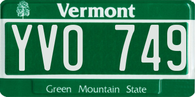 VT license plate YVO749