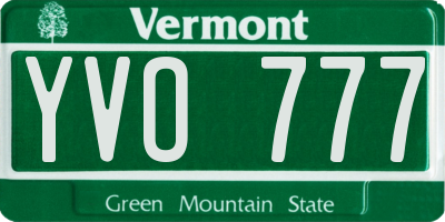 VT license plate YVO777
