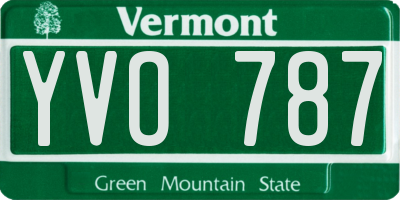 VT license plate YVO787