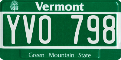 VT license plate YVO798