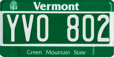 VT license plate YVO802