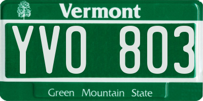 VT license plate YVO803