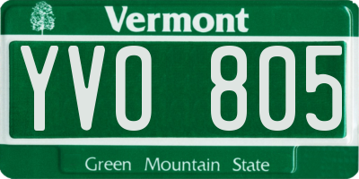 VT license plate YVO805