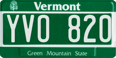 VT license plate YVO820