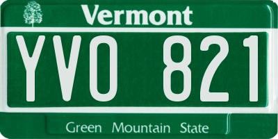 VT license plate YVO821
