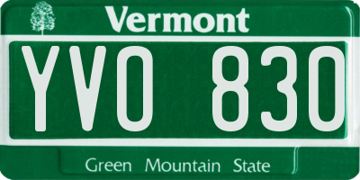 VT license plate YVO830
