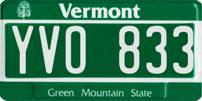 VT license plate YVO833