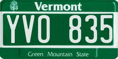 VT license plate YVO835