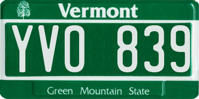 VT license plate YVO839