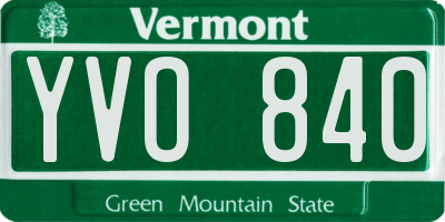VT license plate YVO840