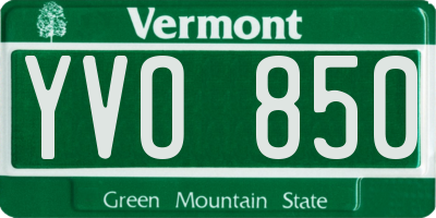 VT license plate YVO850
