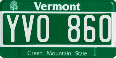 VT license plate YVO860