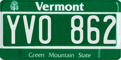 VT license plate YVO862