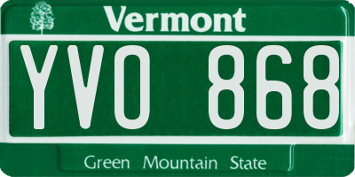 VT license plate YVO868