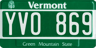VT license plate YVO869