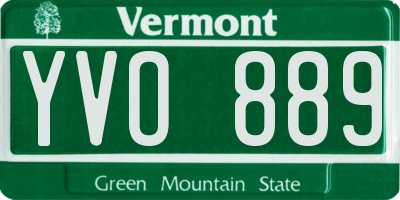 VT license plate YVO889