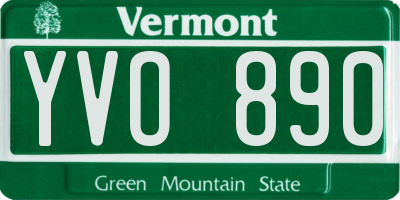 VT license plate YVO890
