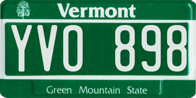 VT license plate YVO898