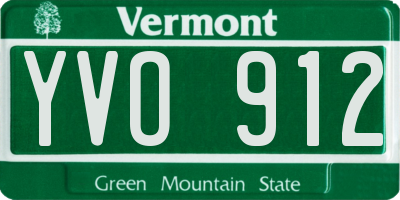 VT license plate YVO912