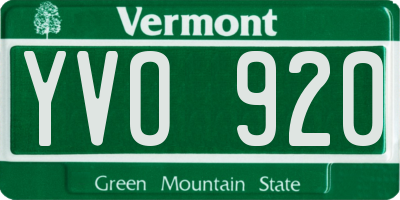 VT license plate YVO920