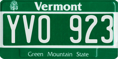 VT license plate YVO923