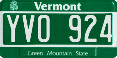 VT license plate YVO924