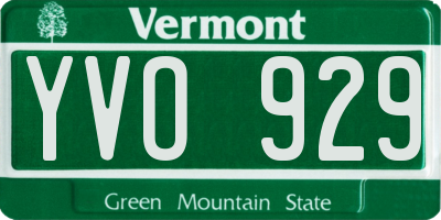 VT license plate YVO929