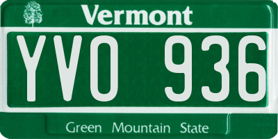 VT license plate YVO936