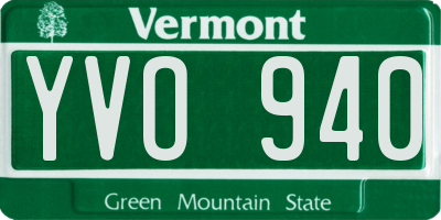 VT license plate YVO940