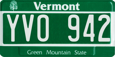 VT license plate YVO942