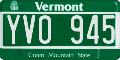 VT license plate YVO945