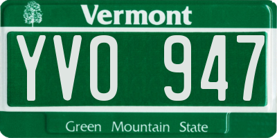 VT license plate YVO947