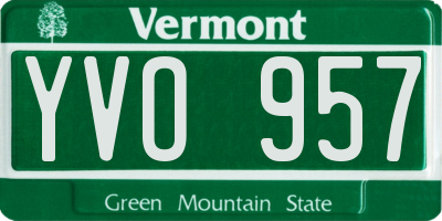VT license plate YVO957