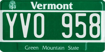 VT license plate YVO958