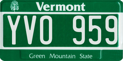 VT license plate YVO959