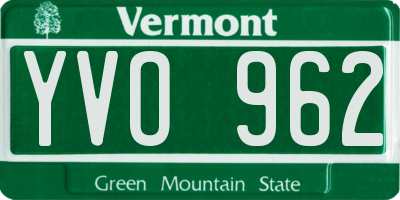 VT license plate YVO962