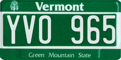 VT license plate YVO965