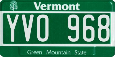 VT license plate YVO968