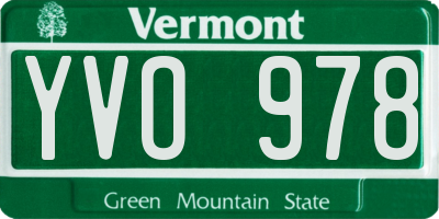 VT license plate YVO978