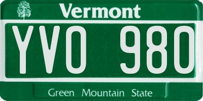VT license plate YVO980