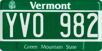 VT license plate YVO982