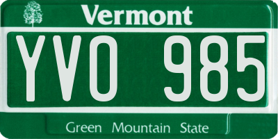 VT license plate YVO985