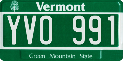 VT license plate YVO991