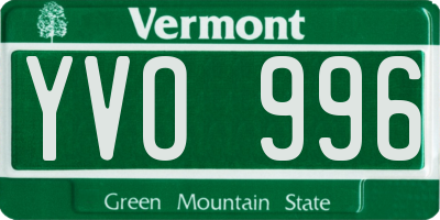 VT license plate YVO996