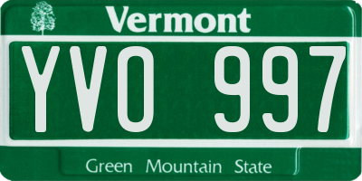 VT license plate YVO997